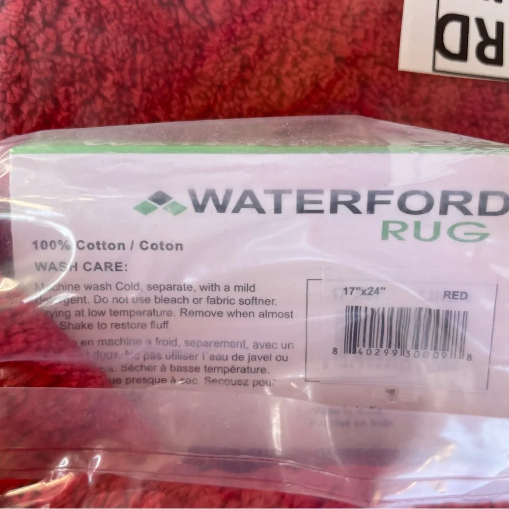 Waterford Collection 100% Cotton Tufted Bath Rug 17 in x 24 in Red New